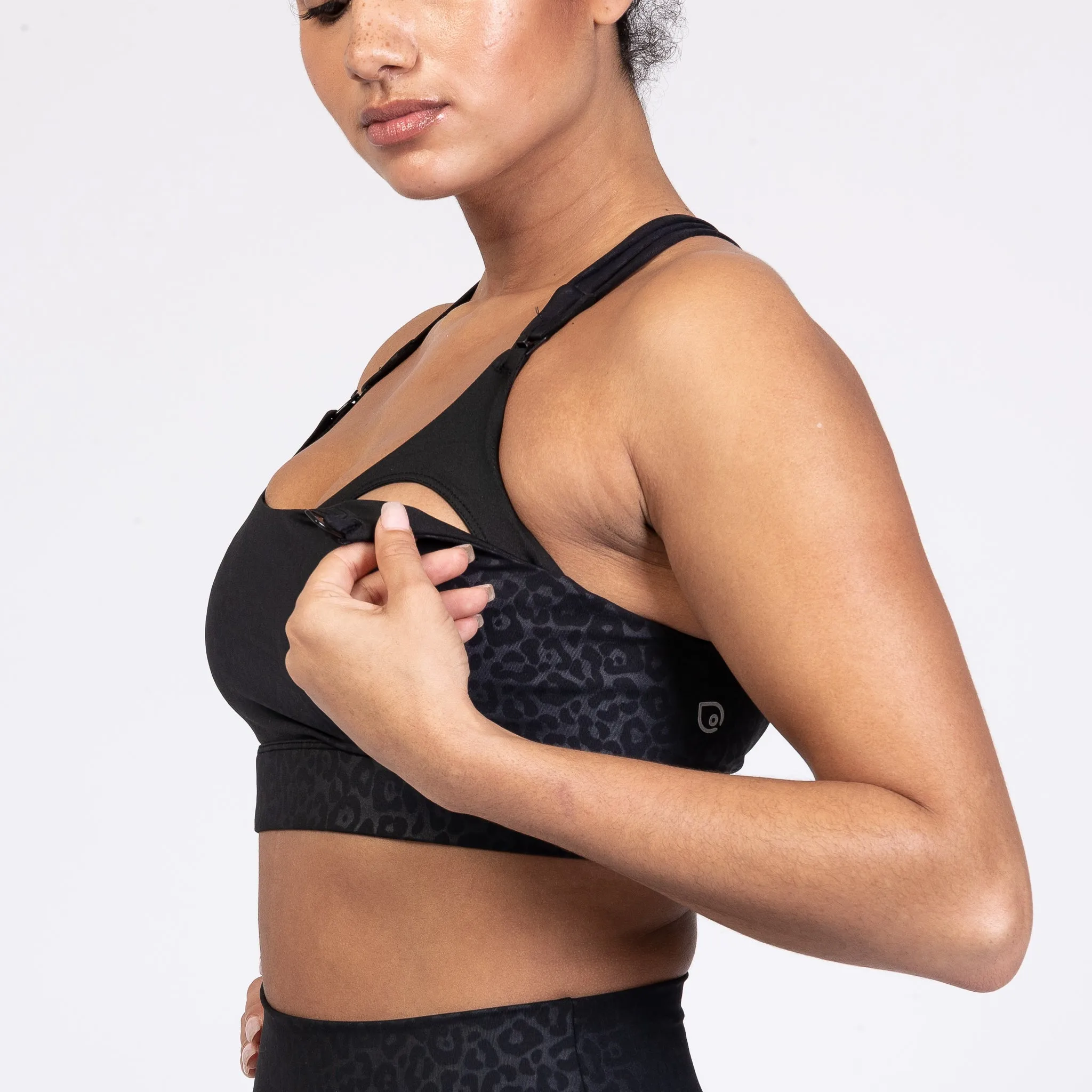 Chloé 3 Running Nursing Sports Bra (Black Cheetah)