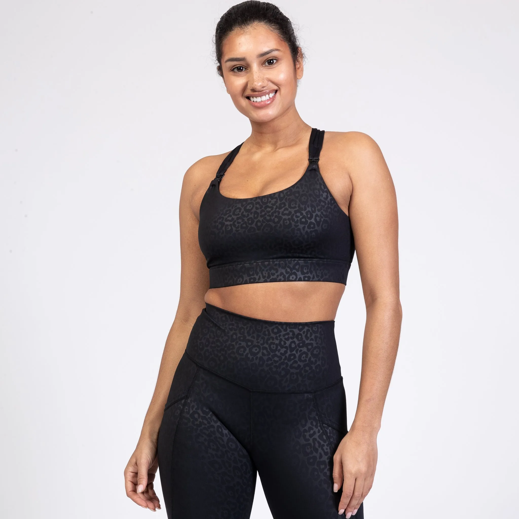 Chloé 3 Running Nursing Sports Bra (Black Cheetah)