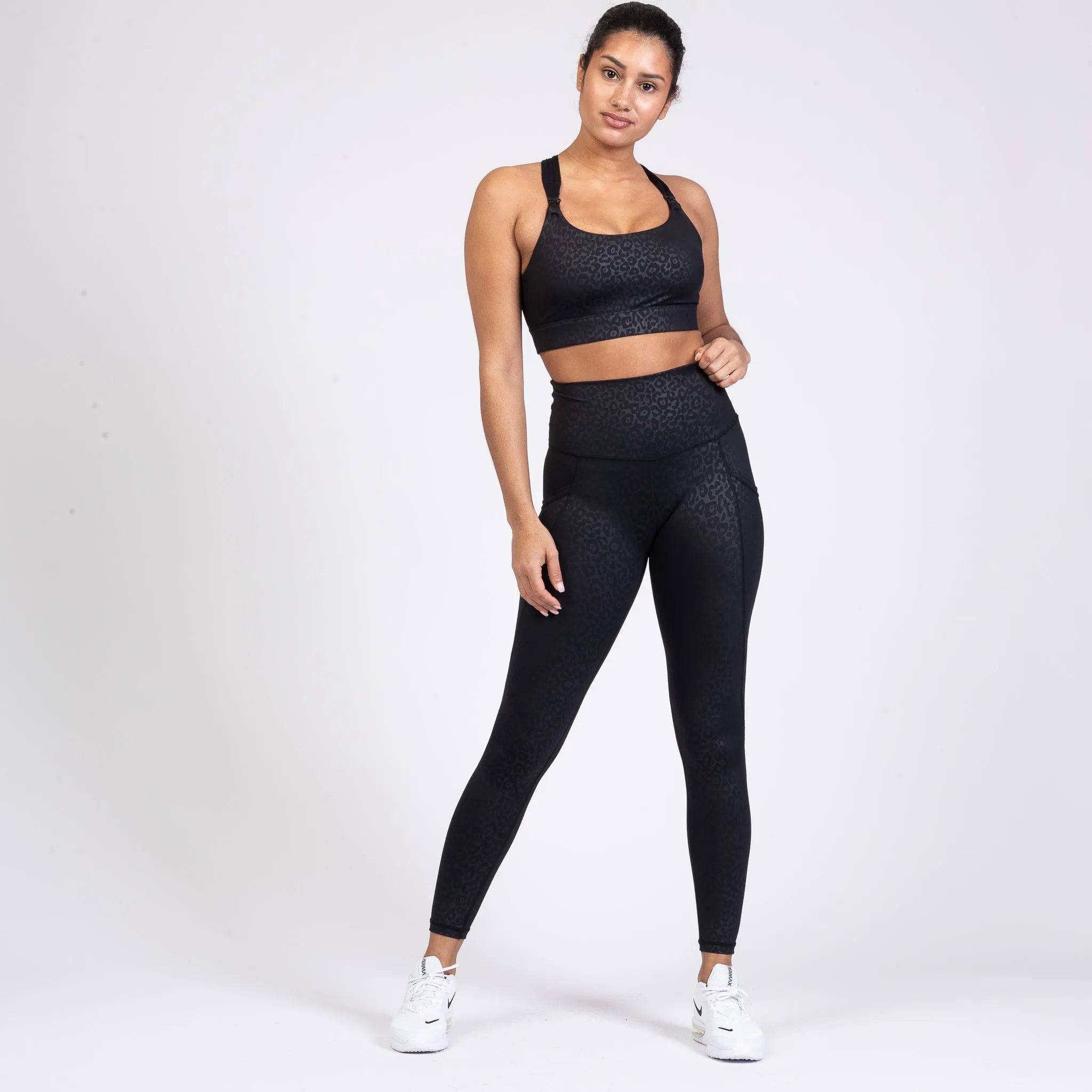 Chloé 3 Running Nursing Sports Bra (Black Cheetah)