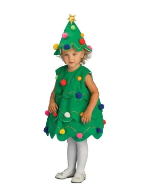 Christmas Tree Dress Costume with Star Hat for Kids