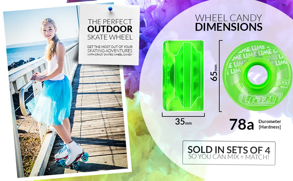 Crazy Candy Outdoor Wheels 65mm 78a 4pk