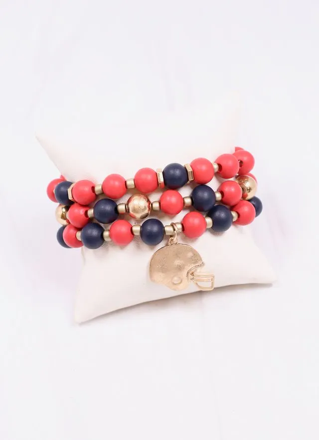 Darren Football Bracelet Set RED NAVY