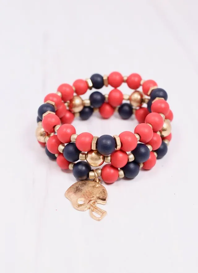 Darren Football Bracelet Set RED NAVY