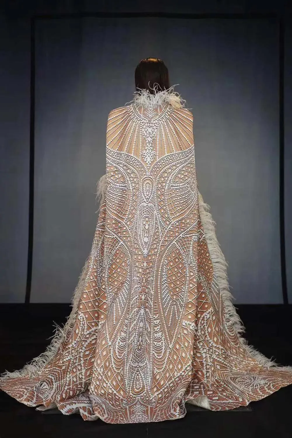 Dazzling Feathered Performance Outfit: Custom 3D Printed Jumpsuit with Stretch Bodysuit