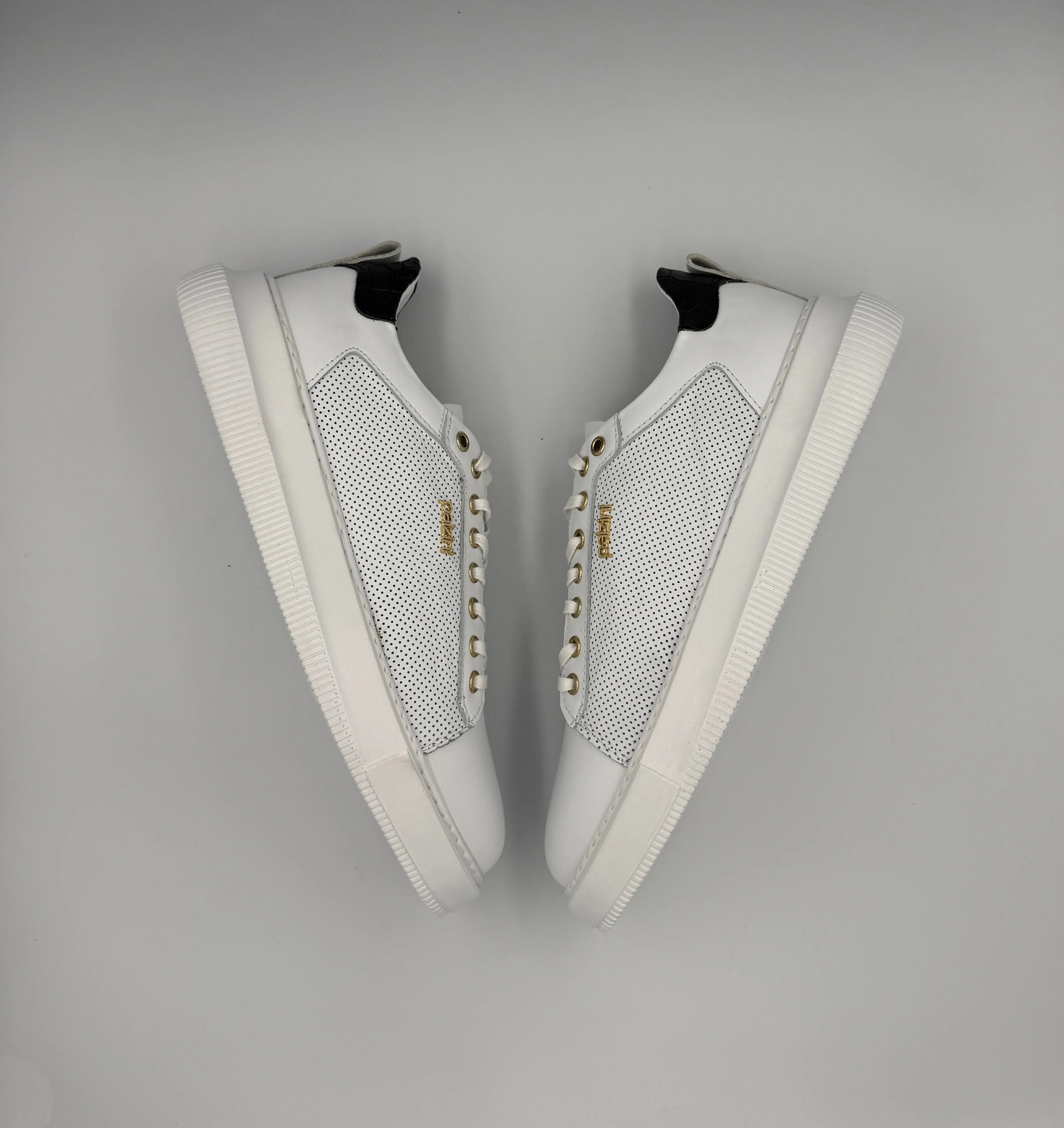 “DEXORA” LOW-TOP PALZINI SNEAKERS IN PERFORATED WHITE LEATHER