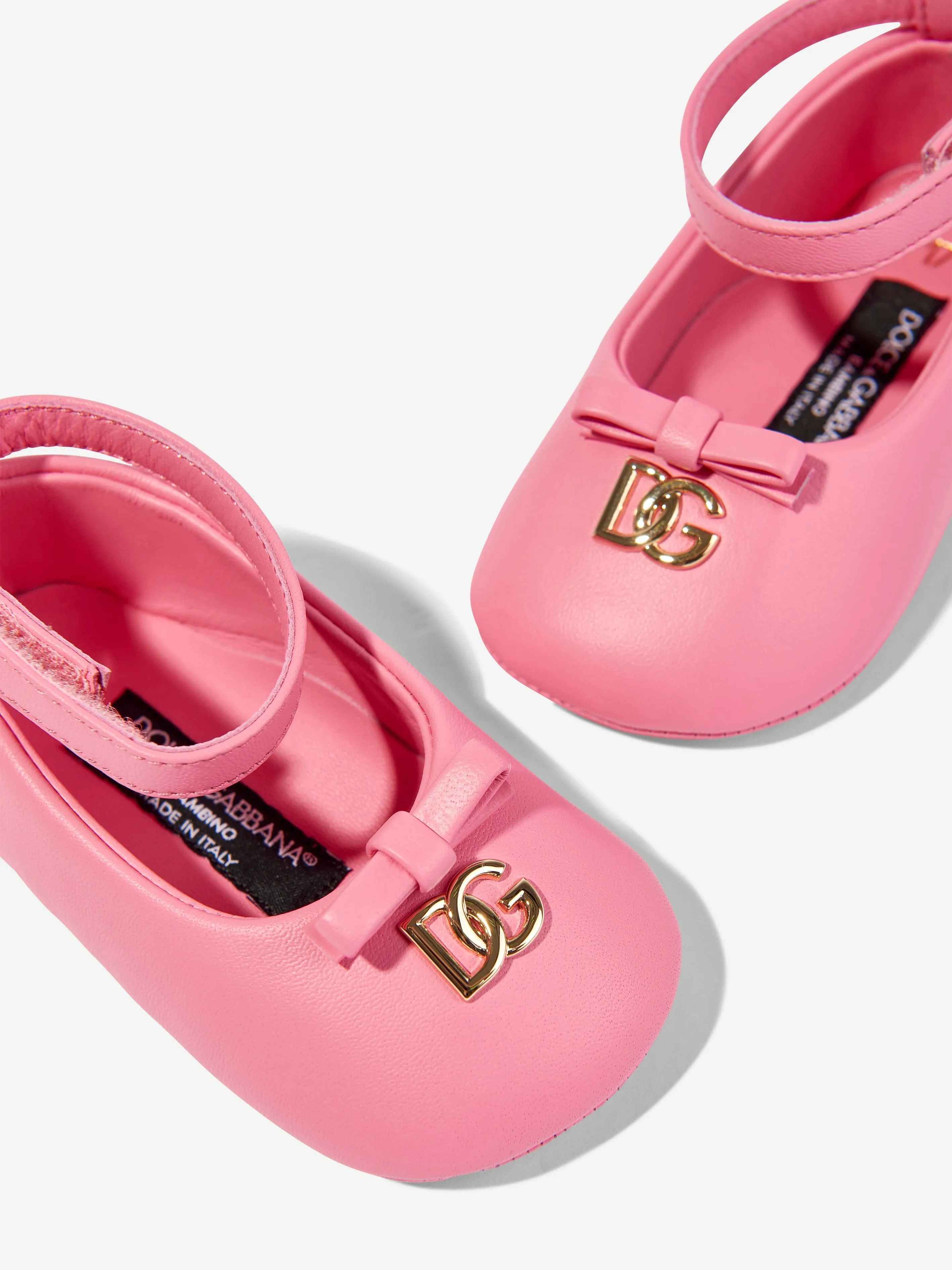 Dolce & Gabbana Baby Girls Leather Pre Walker Shoes in Pink