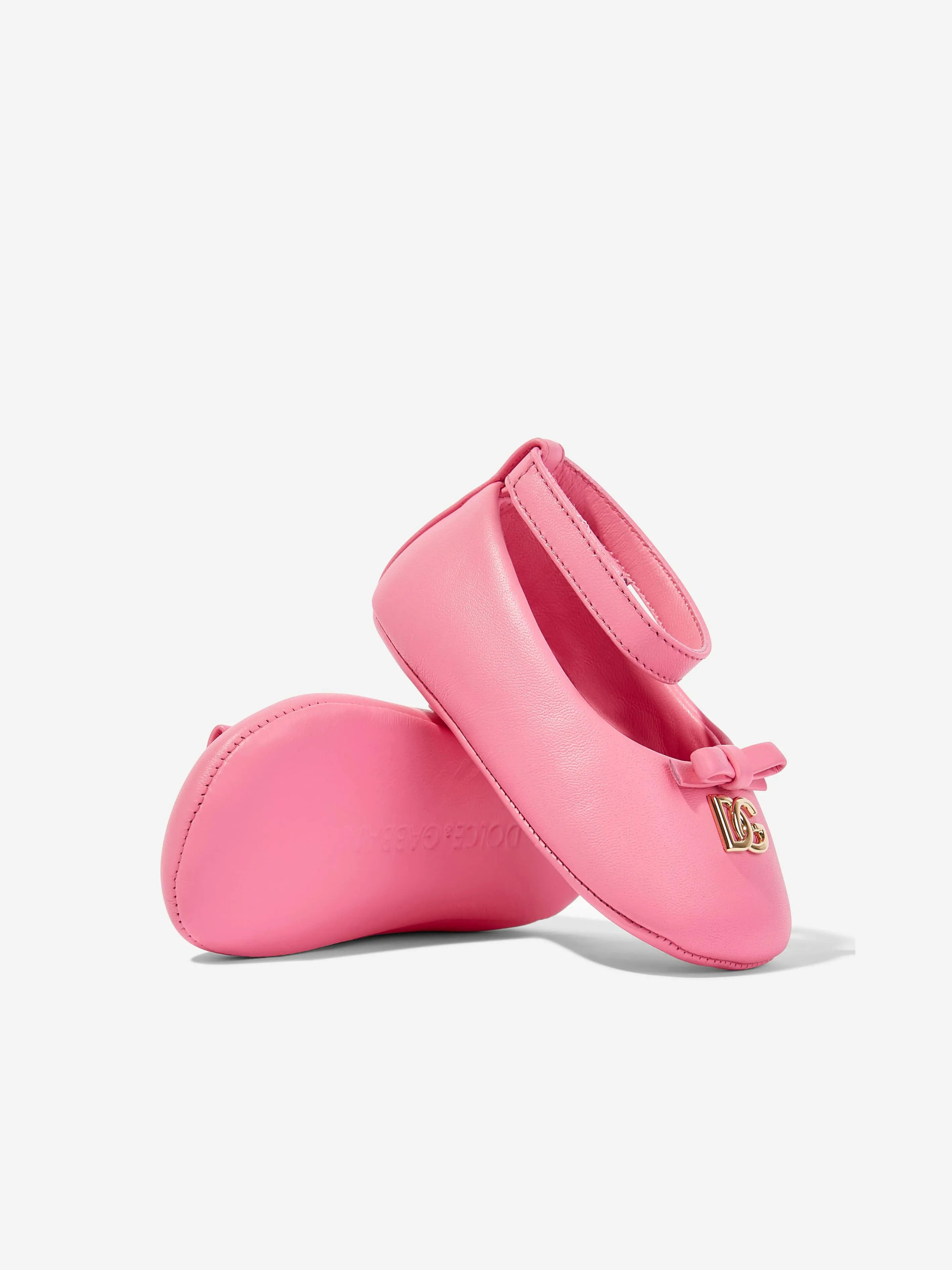 Dolce & Gabbana Baby Girls Leather Pre Walker Shoes in Pink