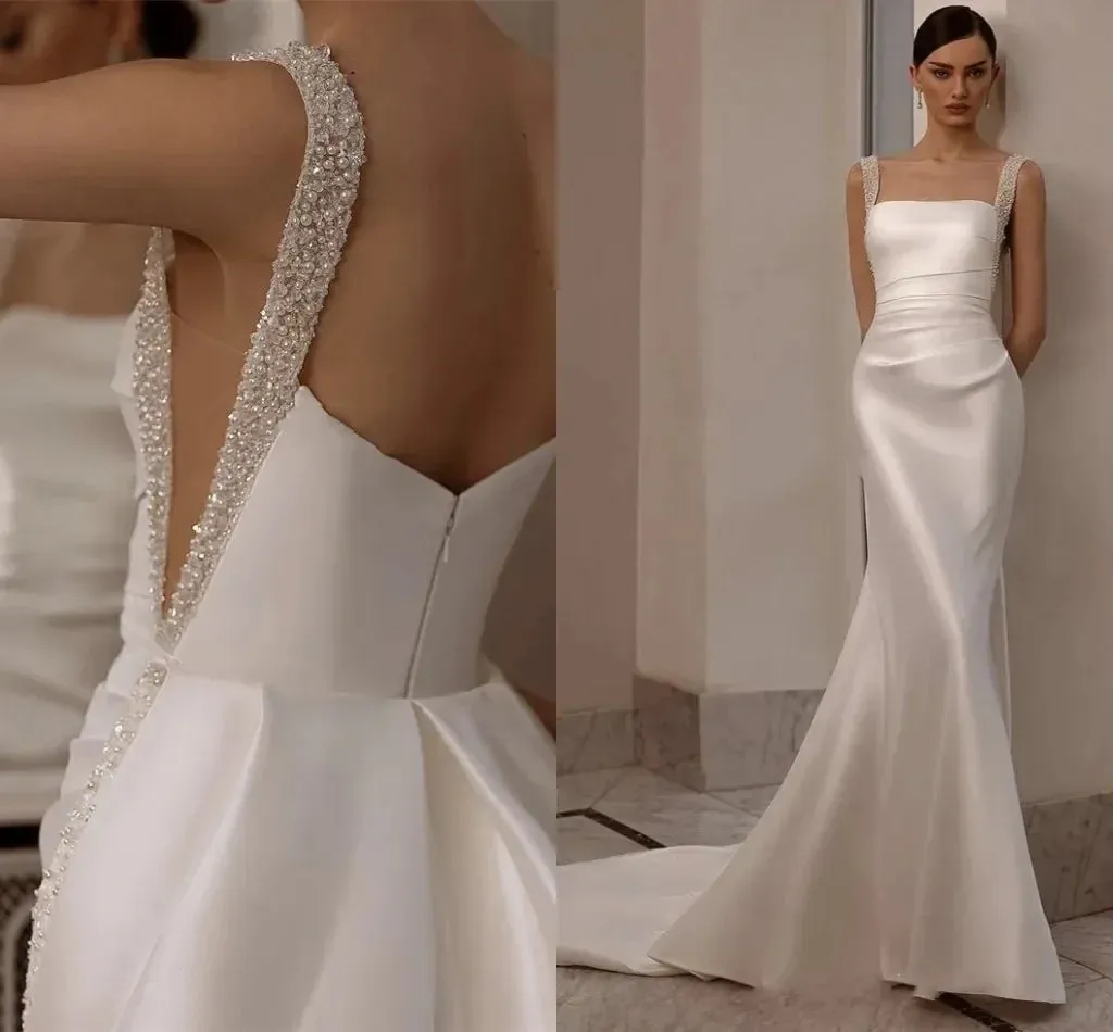 Elegant Mermaid Wedding Dress With Detachable Train