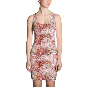 Fall Floral Print Women's Dress, Long Sleeveless 1-piece Designer Dress-Made in USA/EU