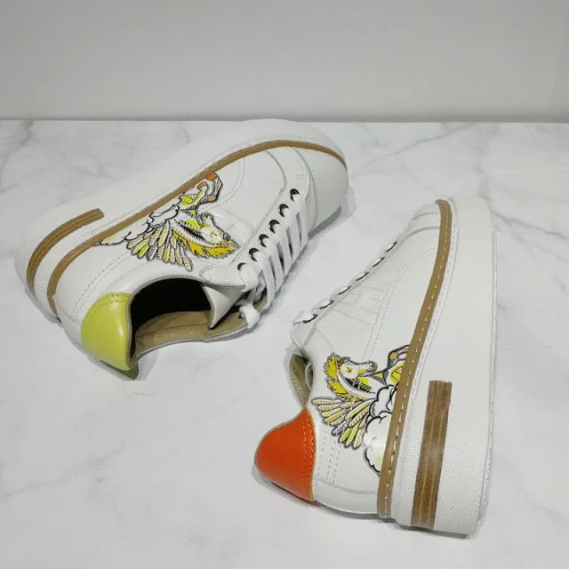 Fashion Casual Platform Women's Sneakers Genuine Leather Increase Height Female Chunky Shoes Spring Autumn Tennis Ladies Shoes