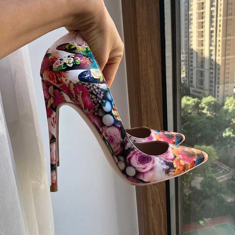 Floral Blast Pointed Toe Stiletto Shoes