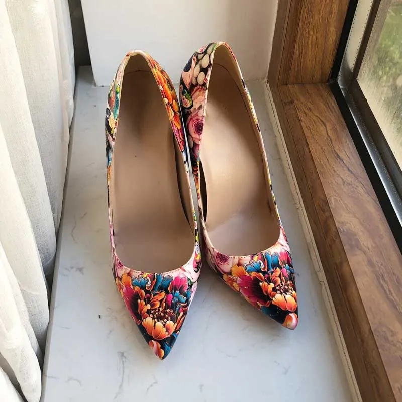 Floral Blast Pointed Toe Stiletto Shoes
