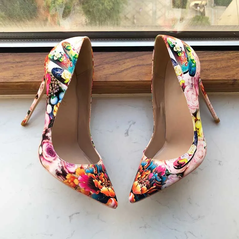Floral Blast Pointed Toe Stiletto Shoes