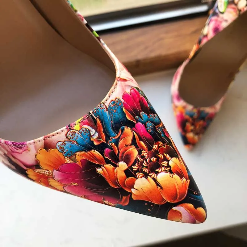 Floral Blast Pointed Toe Stiletto Shoes