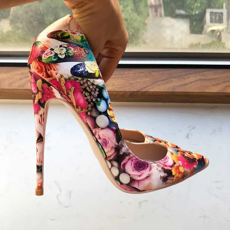 Floral Blast Pointed Toe Stiletto Shoes