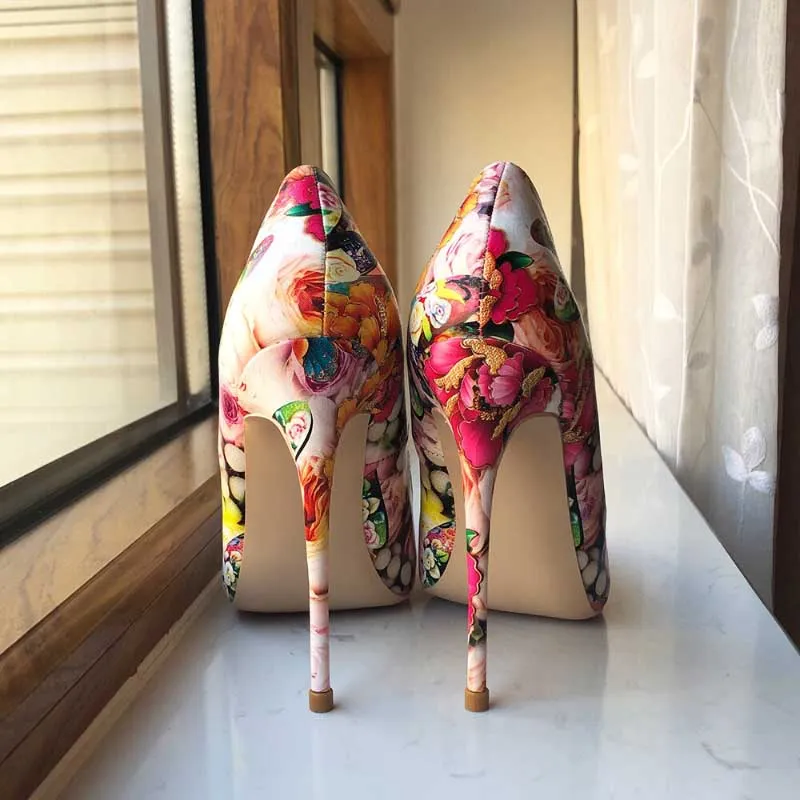 Floral Blast Pointed Toe Stiletto Shoes
