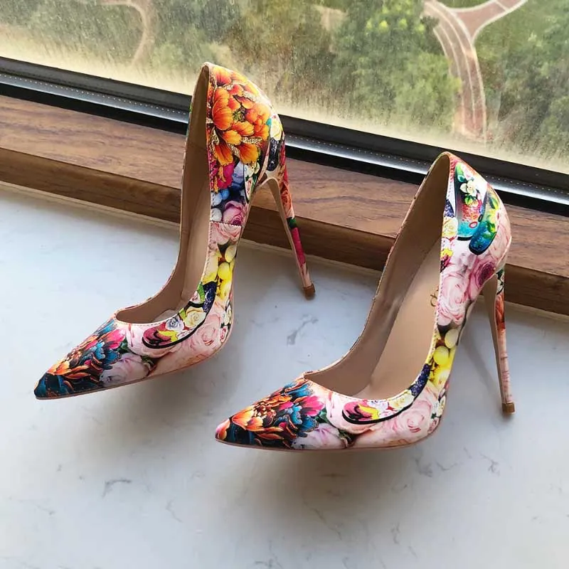 Floral Blast Pointed Toe Stiletto Shoes