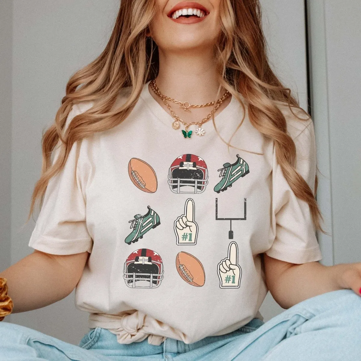 Football Collage Graphic Tee
