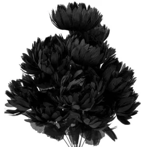 Football Mum Bush Artificial Silk Flowers - Black