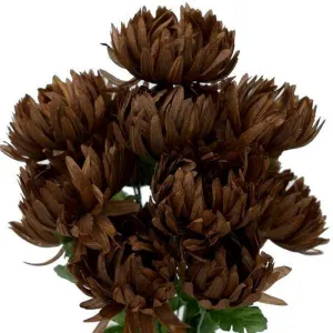 Football Mum Bush Artificial Silk Flowers - Chocolate