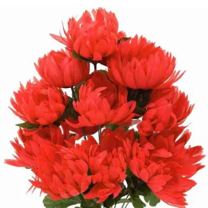 Football Mum Bush Artificial Silk Flowers - Red