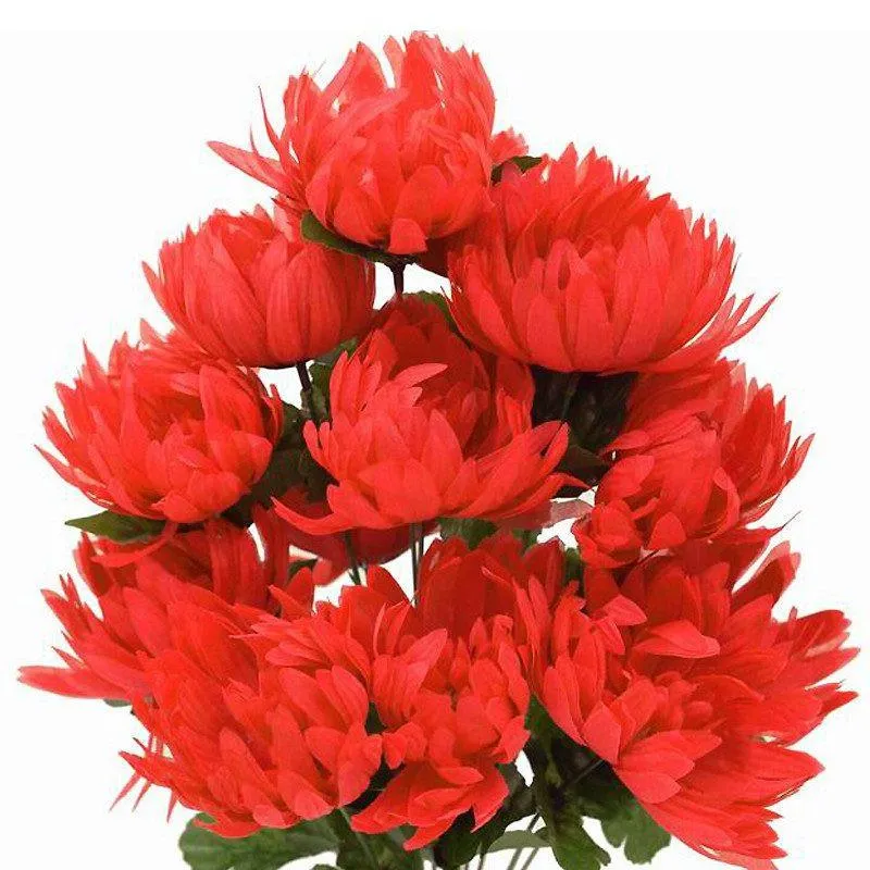 Football Mum Bush Artificial Silk Flowers - Red