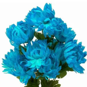 Football Mum Bush Artificial Silk Flowers - Turquoise