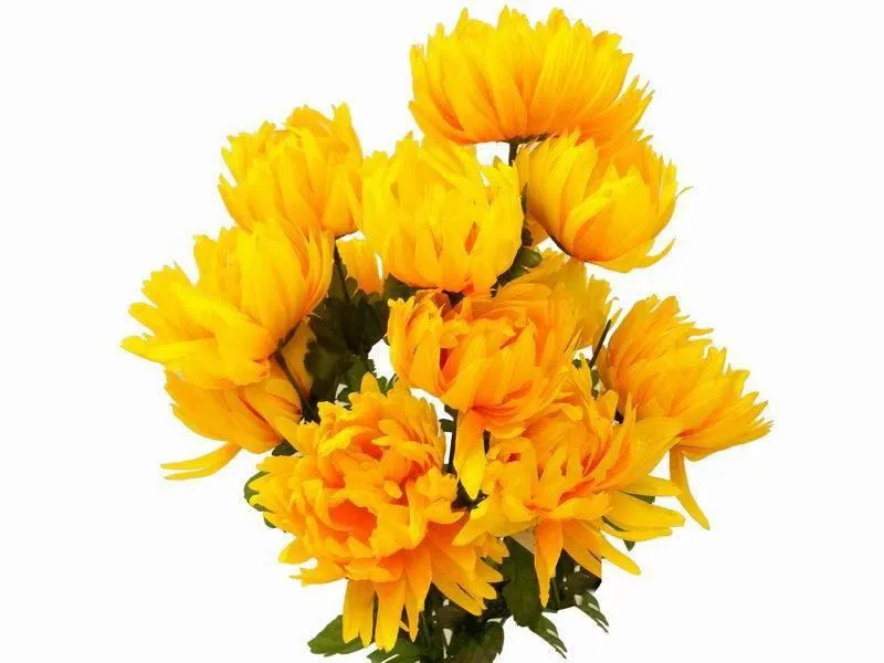 Football Mum Bush Artificial Silk Flowers - Yellow