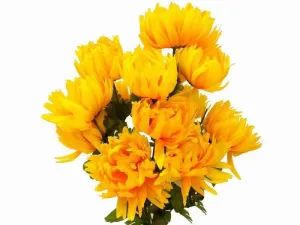 Football Mum Bush Artificial Silk Flowers - Yellow