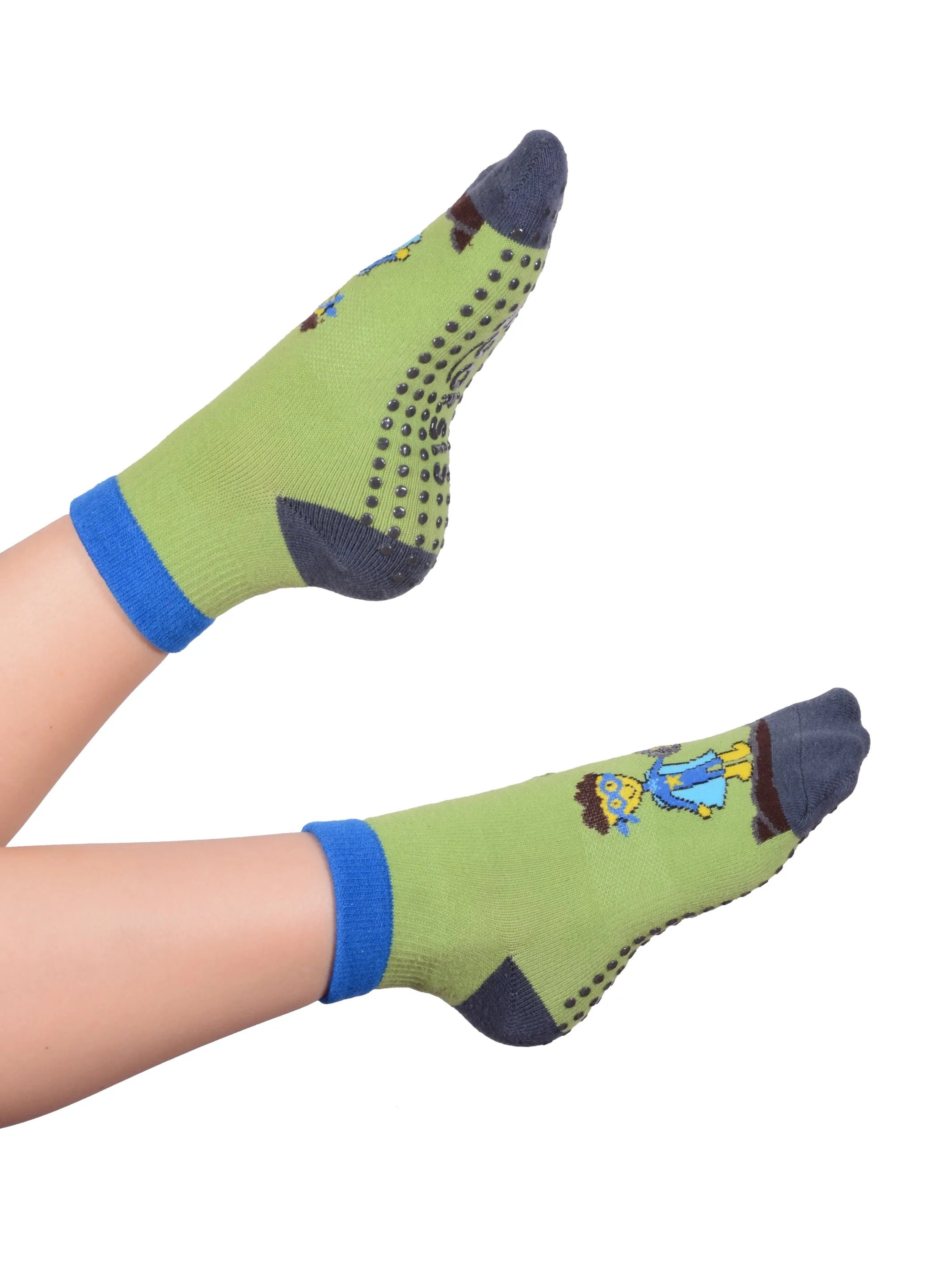 FOOTSIS Non Slip Grip Socks for Yoga, Pilates, Barre, Home, Hospital ,Mommy and Me classes ‘Hero'