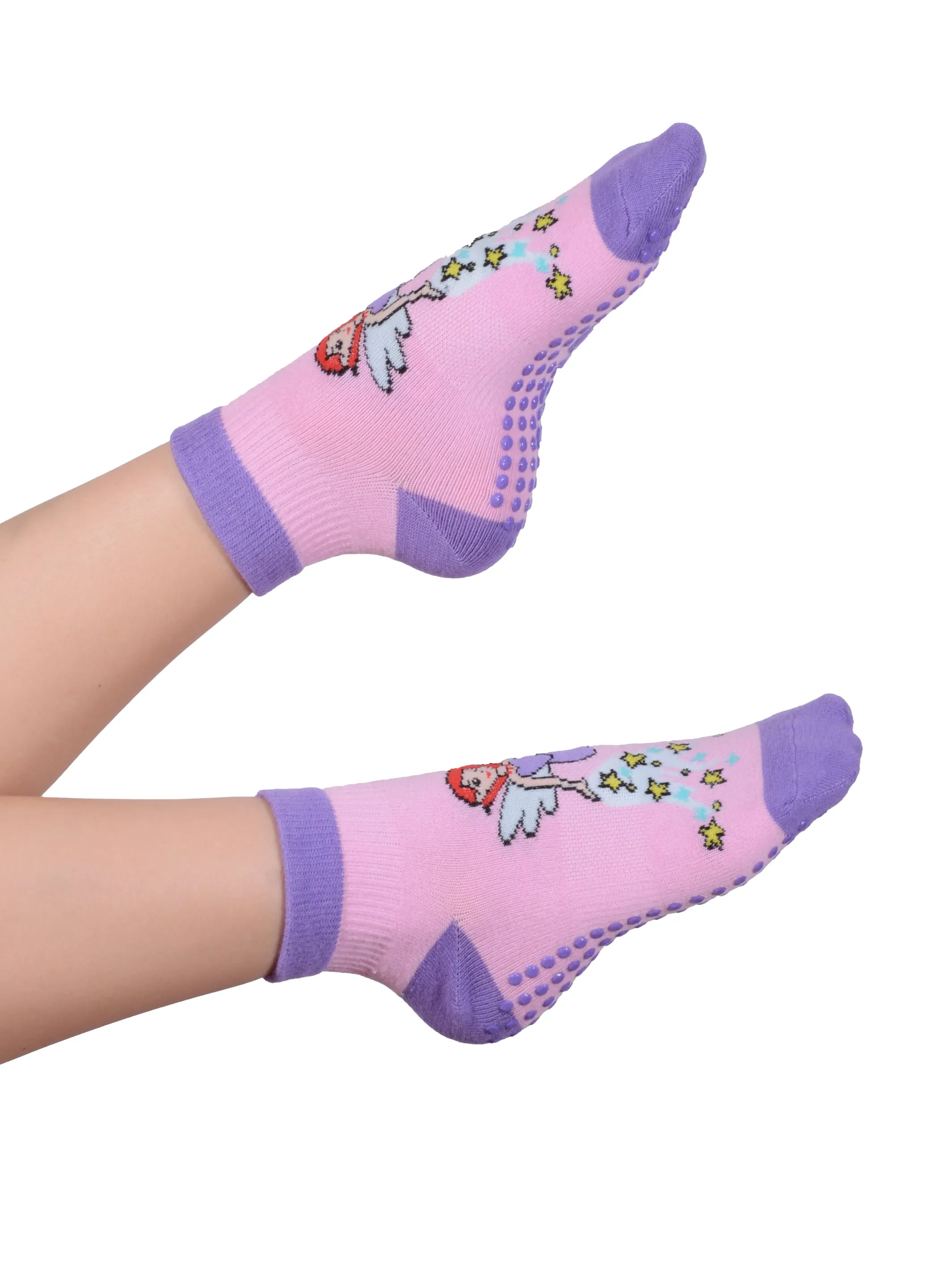 FOOTSIS Non Slip Grip Socks for Yoga, Pilates, Barre, Home, Hospital ,Mommy and Me classes "Fairy"