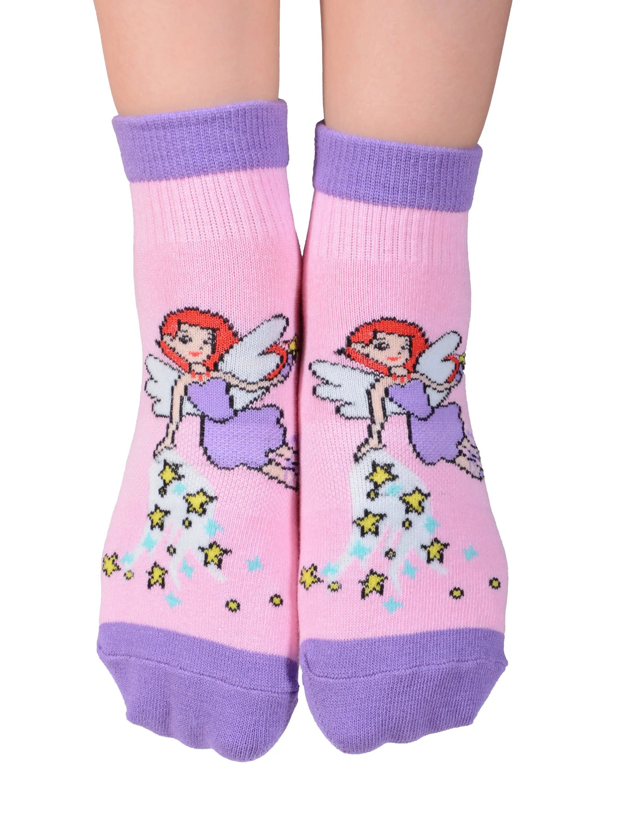 FOOTSIS Non Slip Grip Socks for Yoga, Pilates, Barre, Home, Hospital ,Mommy and Me classes "Fairy"