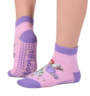 FOOTSIS Non Slip Grip Socks for Yoga, Pilates, Barre, Home, Hospital ,Mommy and Me classes "Fairy"