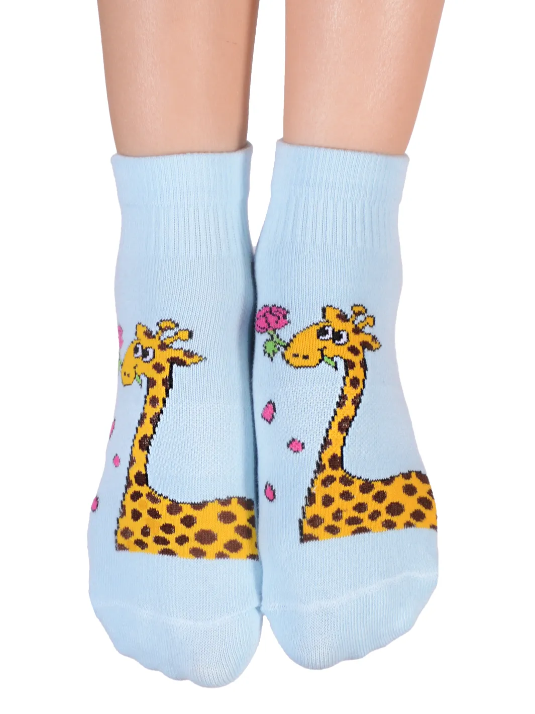 FOOTSIS Non Slip Grip Socks for Yoga, Pilates, Barre, Home, Hospital ,Mommy and Me classes "Giraffe