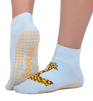 FOOTSIS Non Slip Grip Socks for Yoga, Pilates, Barre, Home, Hospital ,Mommy and Me classes "Giraffe