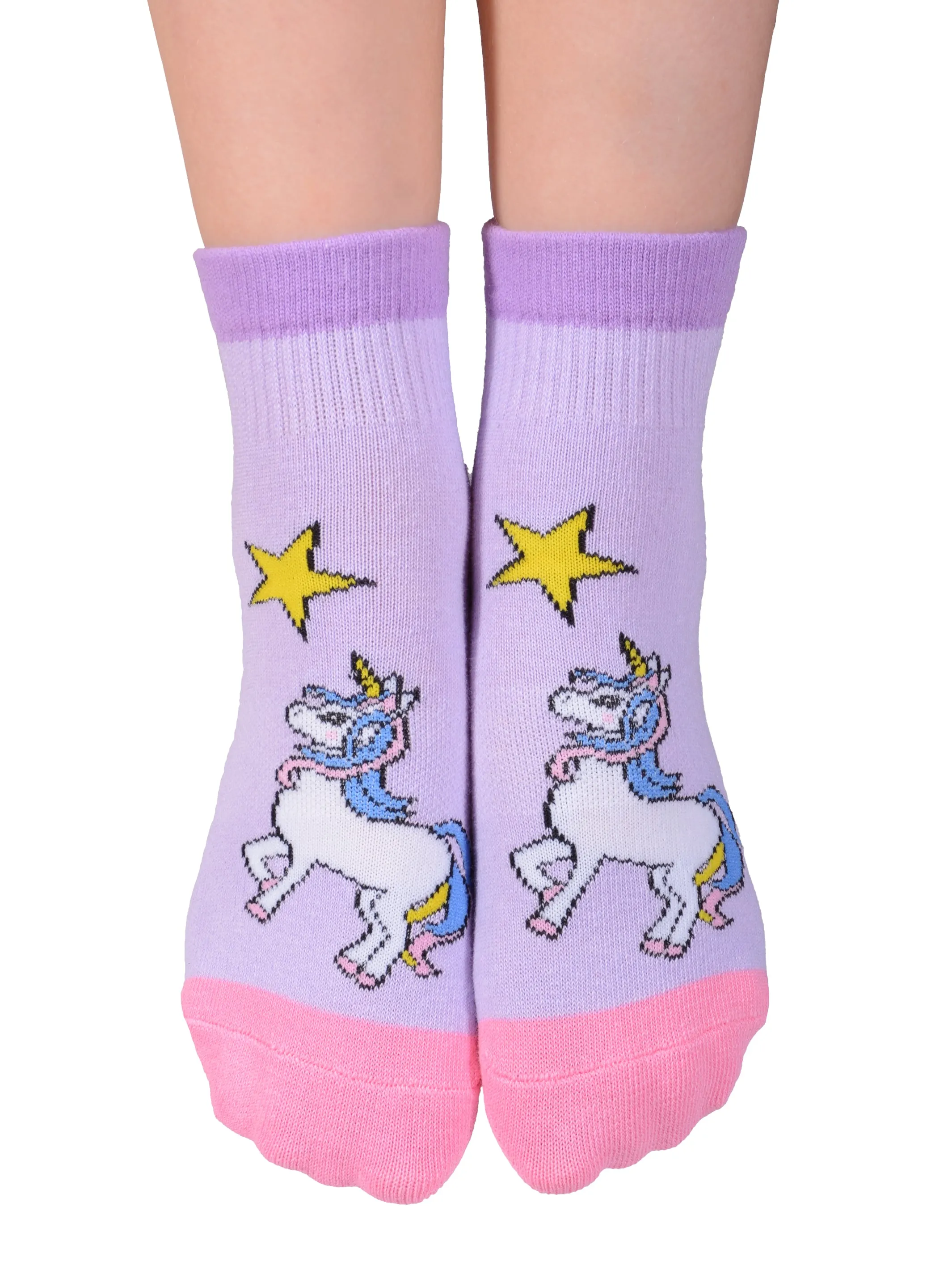 FOOTSIS Non Slip Grip Socks for Yoga, Pilates, Barre, Home, Hospital ,Mommy and Me classes "Unicorn"
