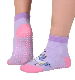 FOOTSIS Non Slip Grip Socks for Yoga, Pilates, Barre, Home, Hospital ,Mommy and Me classes "Unicorn"