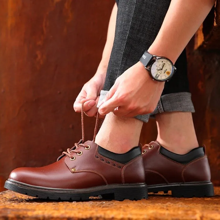 Genuine Leather Shoes Men Footwear Men Casual Shoes High Quality Man Business Shoes Fashion Brand Male Booties Black Brown A1759