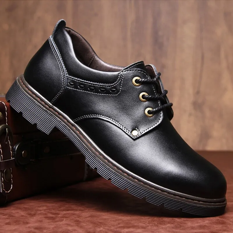 Genuine Leather Shoes Men Footwear Men Casual Shoes High Quality Man Business Shoes Fashion Brand Male Booties Black Brown A1759