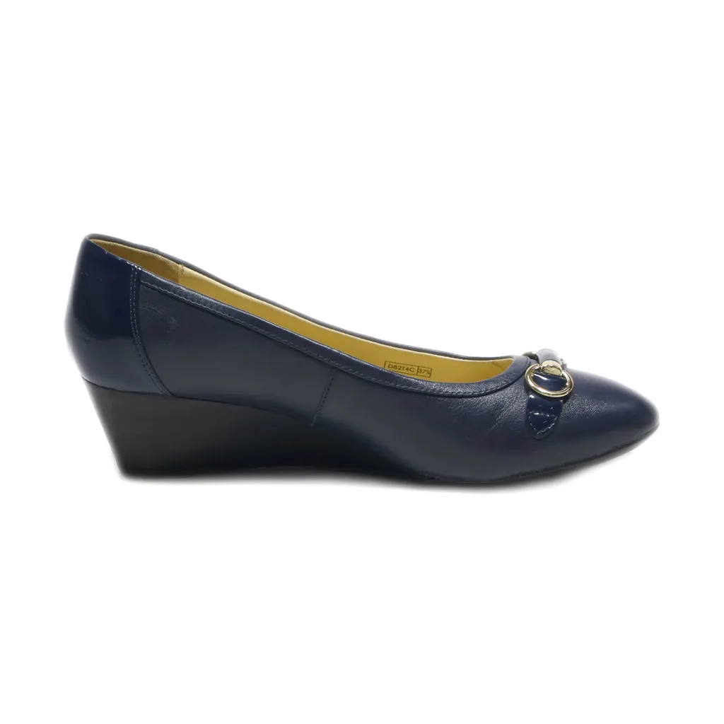 Geox Wedge Shoes Leather Blue Colour For Women
