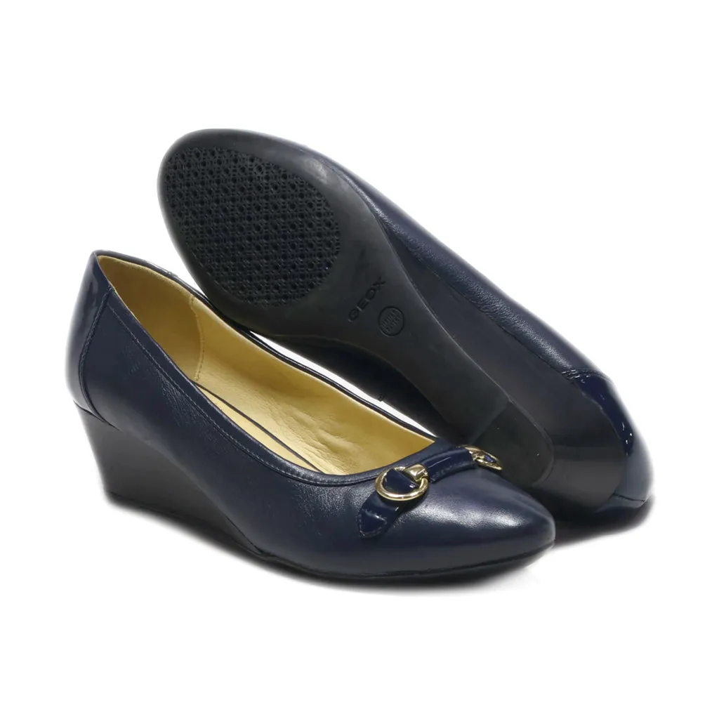 Geox Wedge Shoes Leather Blue Colour For Women