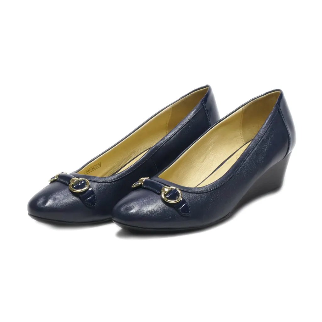 Geox Wedge Shoes Leather Blue Colour For Women