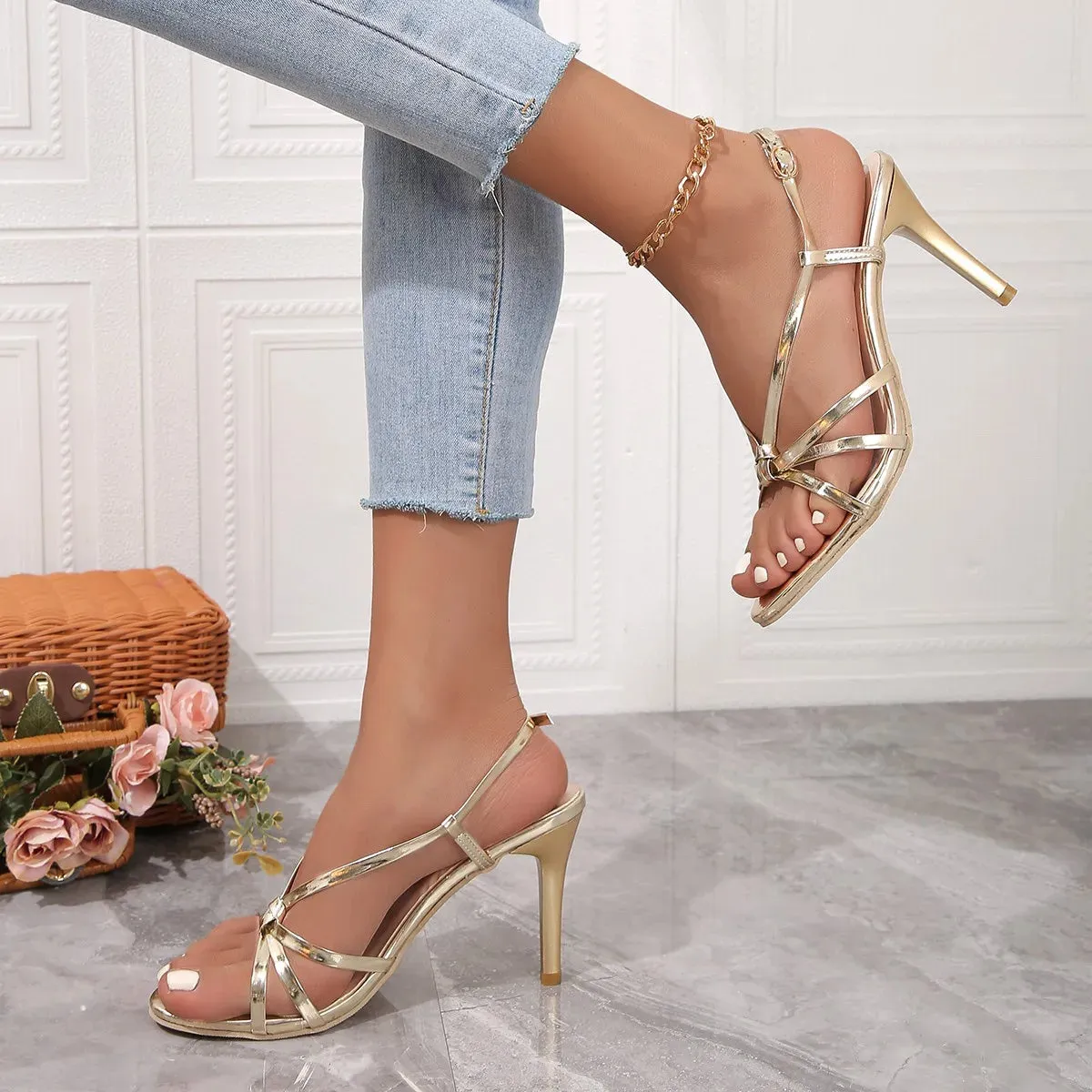Gilded Glam Stiletto Sandals