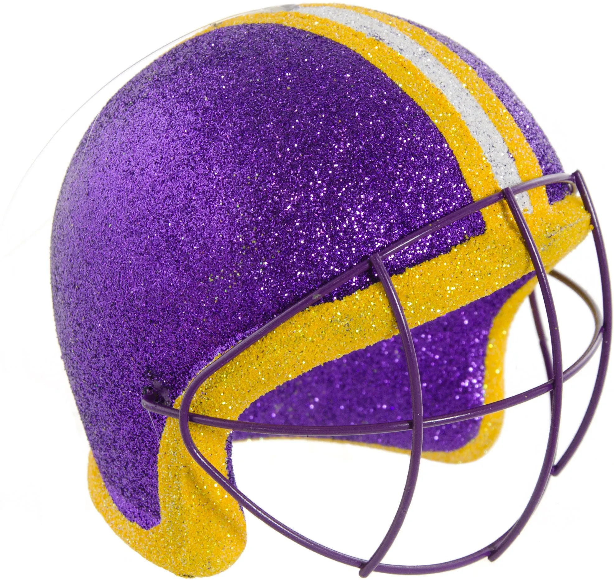 Glitter Football Ornament Assortment: Gold & Purple (Set of 3)