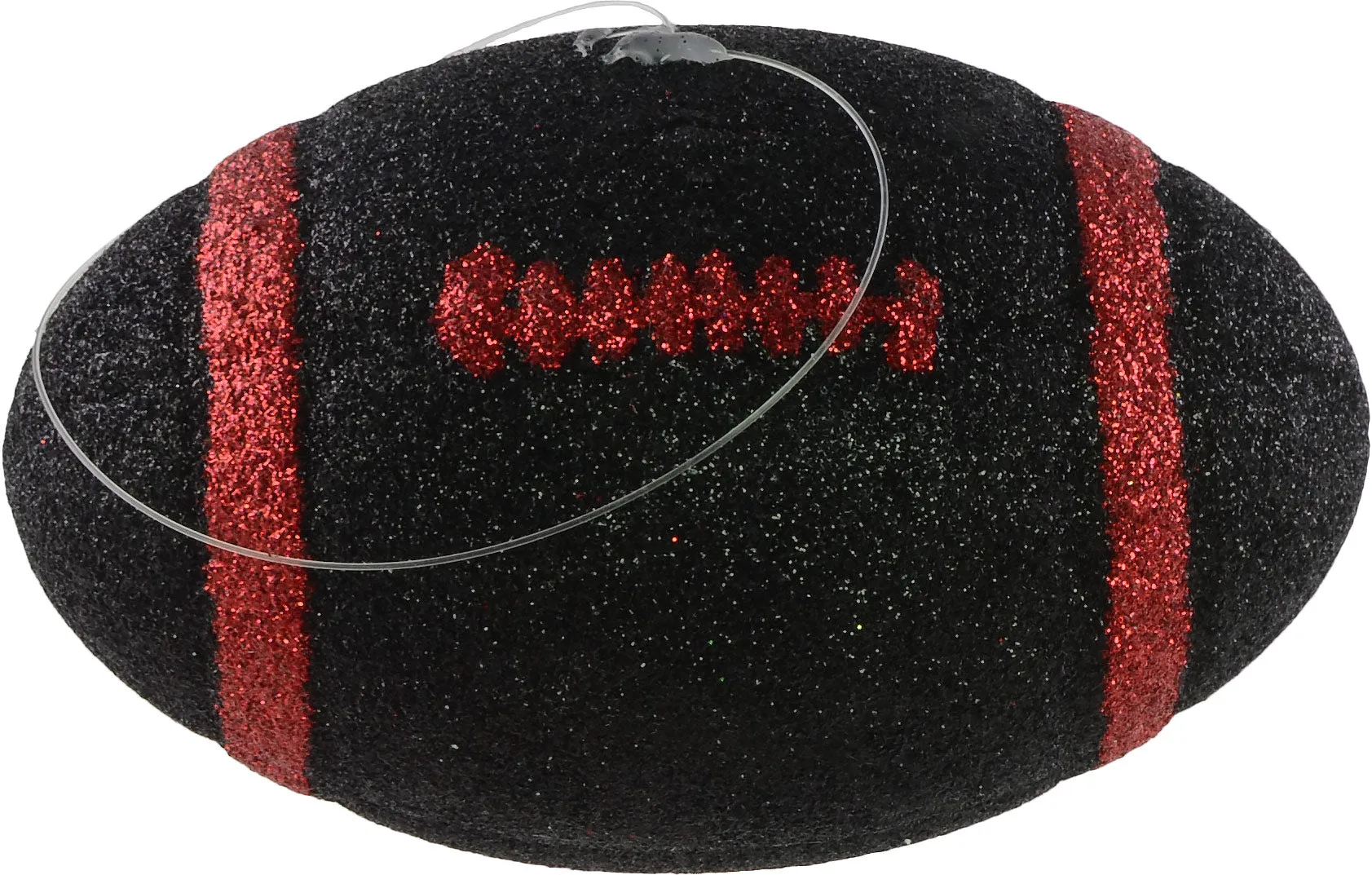 Glitter Football Ornament Assortment: Red & Black (Set of 3)