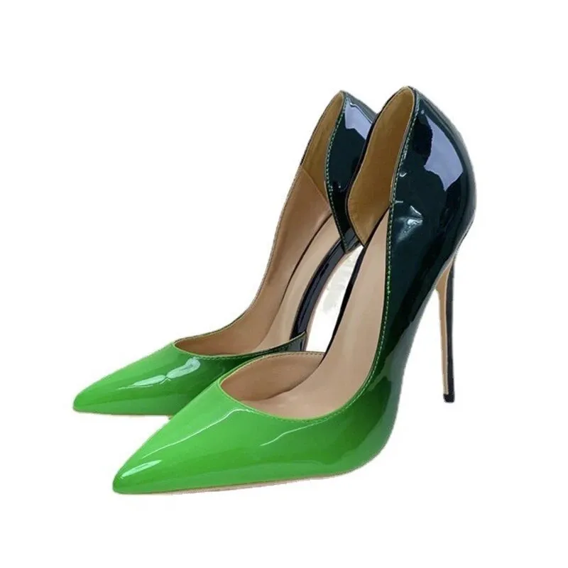 Glossy Ombre Style Pointed Toe Stiletto