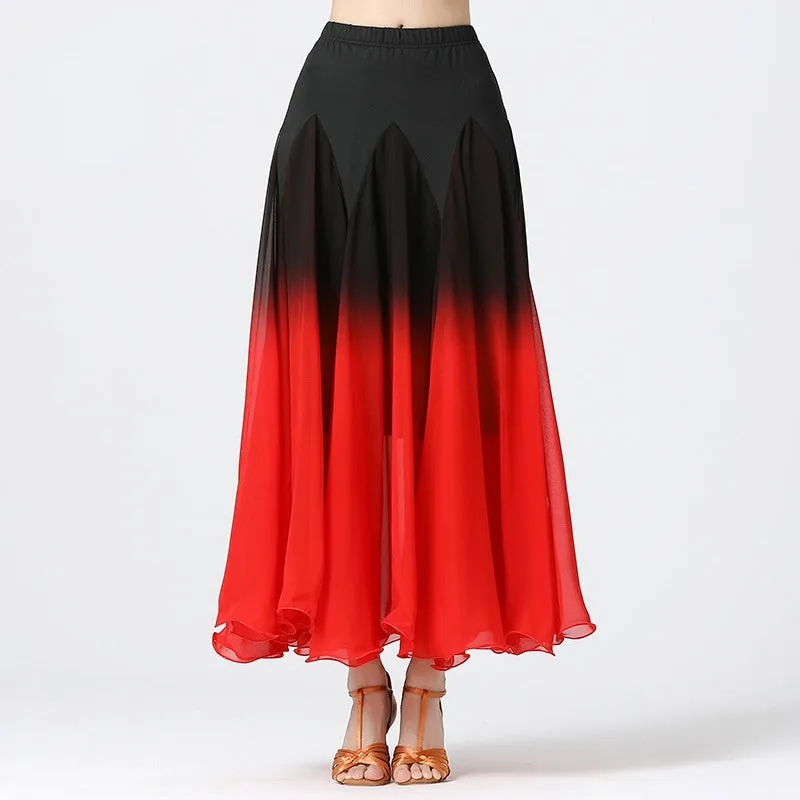 Gradient Chiffon Ballroom Dance Skirt