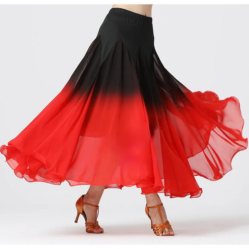 Gradient Chiffon Ballroom Dance Skirt