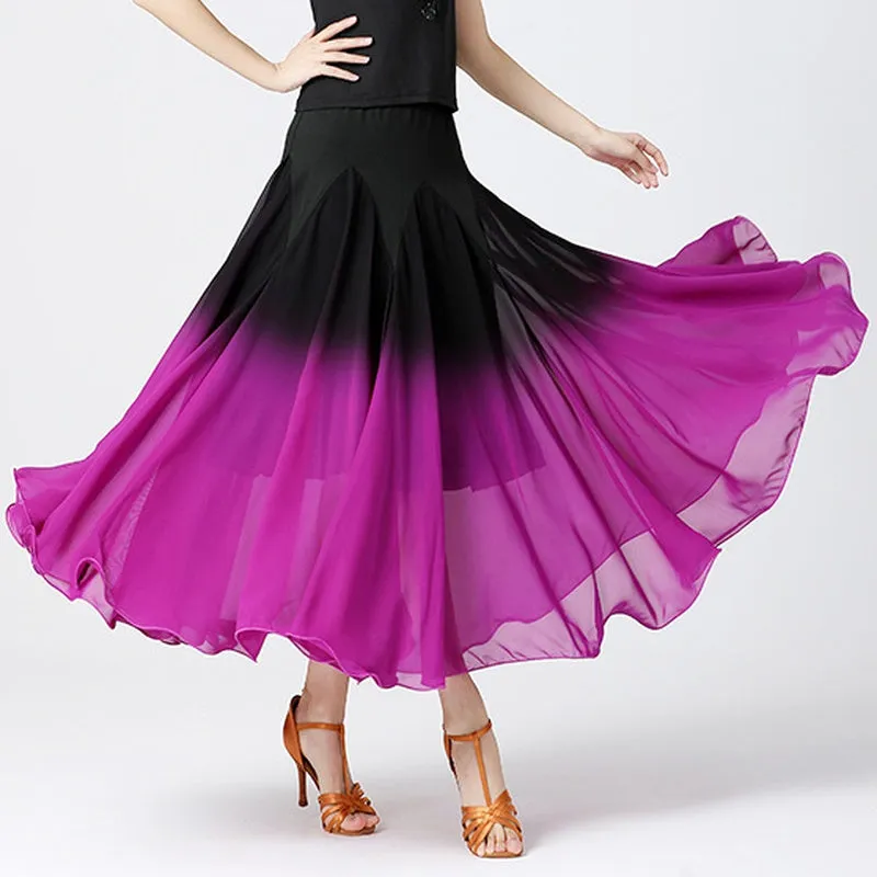 Gradient Chiffon Ballroom Dance Skirt