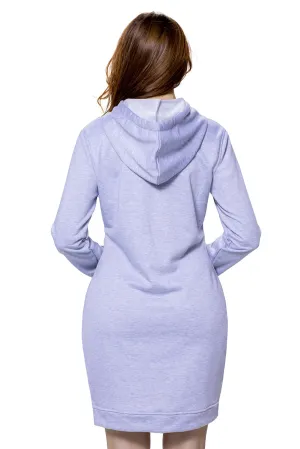 Gray Slim Fit Pocket Front Hoodie Mini Dress